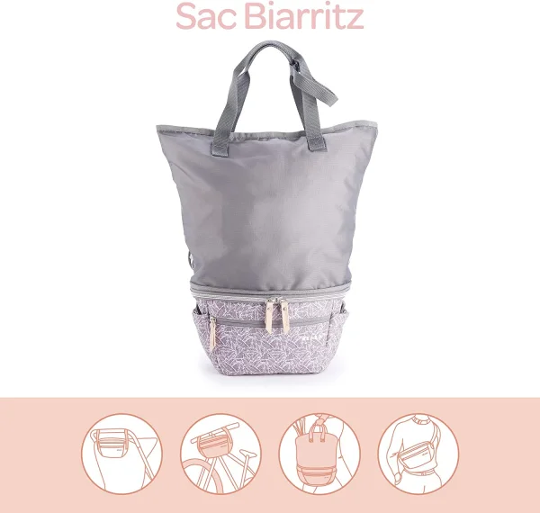 vežimėlio krepšys-mamos rankinė 2in1, POP UP TROLLER BAG BIARRITZ HEATHER, marga pilka thumbnail 4