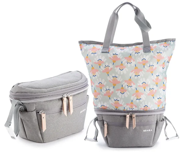 vežimėlio krepšys-mamos rankinė 2in1, POP UP TROLLER BAG BIARRITZ HEATHER, pilka