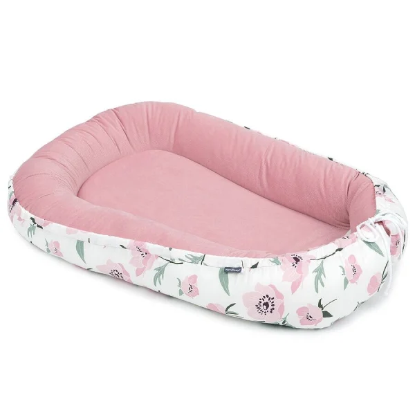 lizdelis naujagimiui, didelis, velvet, gėlytės, baltas / mėlynas
