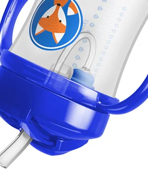  gertuvė su šiaudeliu ir svareliu 270ml, mėlyna