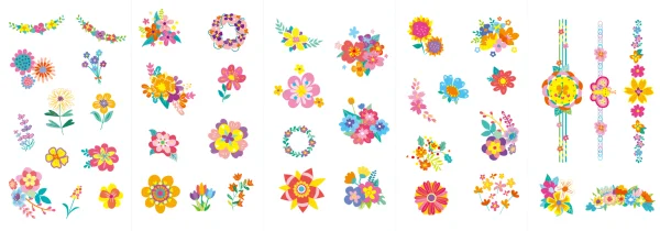 230+ nagų lipdukų ir tatuiruočių „Gėlės“ thumbnail 2