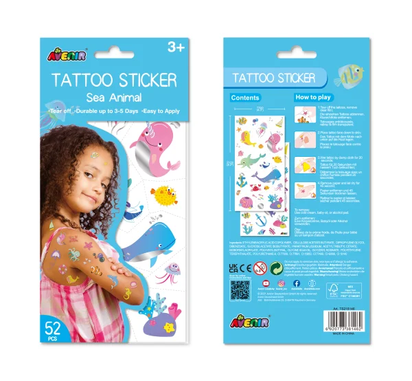  Priklijuojamos tatuiruotės „Jūros gyvūnai“