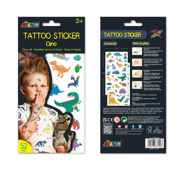  Priklijuojamos tatuiruotės „Dinozaurai“