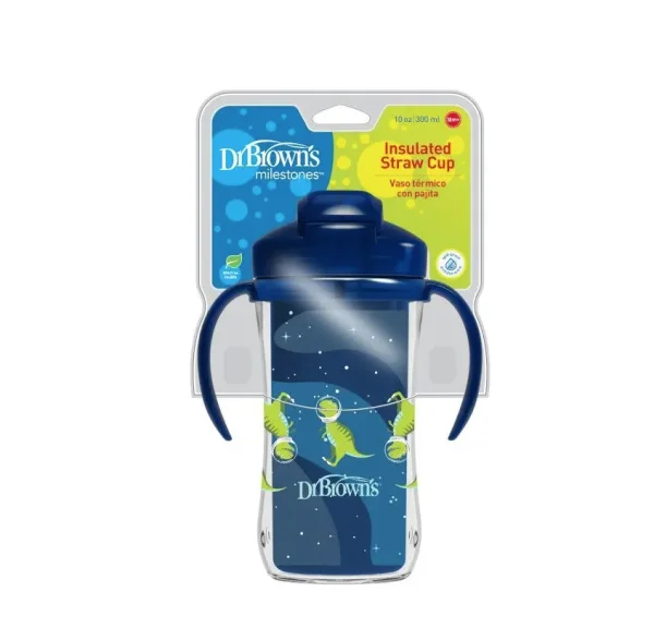gertuvė dvigubomis sienelėmis su šiaudeliu 300ml, mėlyna thumbnail 2