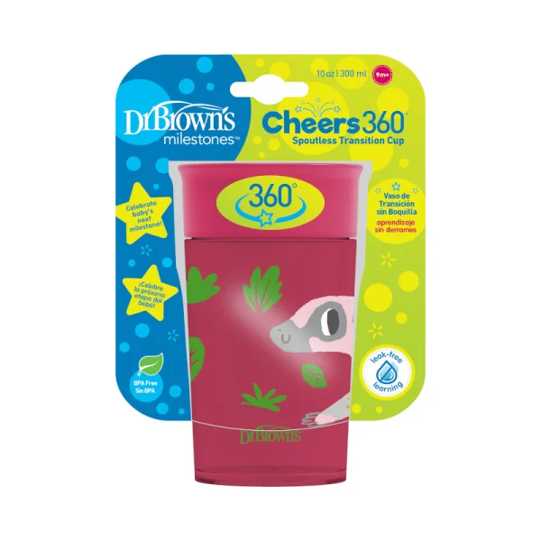 gertuvė su dangteliu 12M+, CHEERS 360 DECO 300ml, raudona thumbnail 5