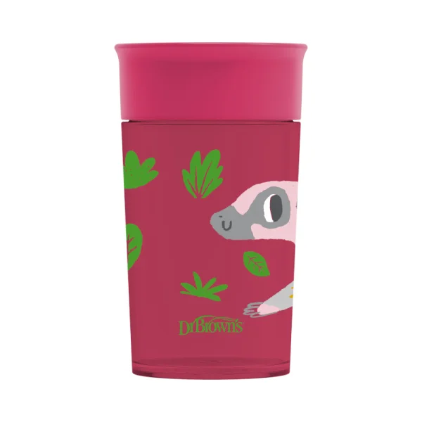 gertuvė su dangteliu 12M+, CHEERS 360 DECO 300ml, raudona