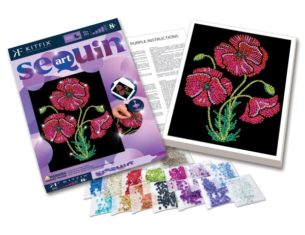  DIY „Sequin Art“ violetinis rinkinys „Aguonos“ thumbnail 2