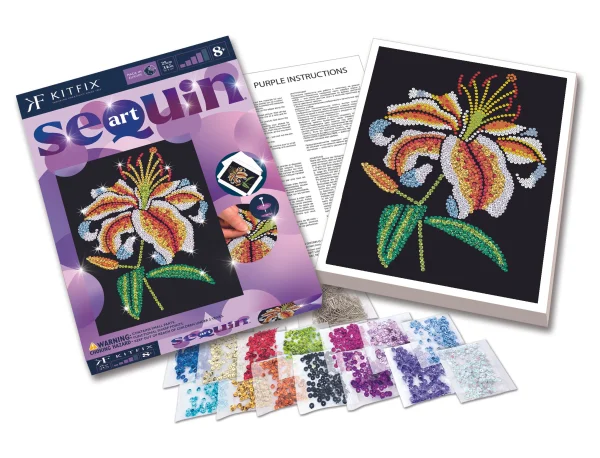  DIY „Sequin Art“ violetinis rinkinys „Lelija“ thumbnail 2