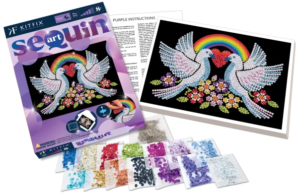  DIY „Sequin Art“ violetinis rinkinys „Balandžiai“ thumbnail 2