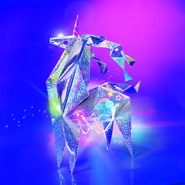  KidzMaker Kūrybinis rinkinys „Šviečiantis holografinis origamis: vienaragis“