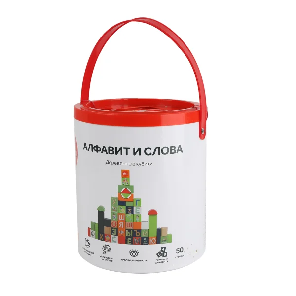  Medinės kaladėlės „Abėcėlė ir žodžiai“ (rusų kalba)