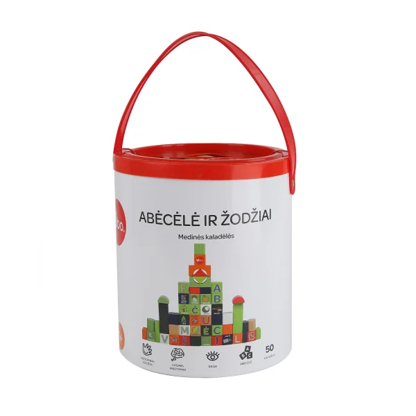  Medinės kaladėlės „Abėcėlė ir žodžiai“ (lietuvių kalba)