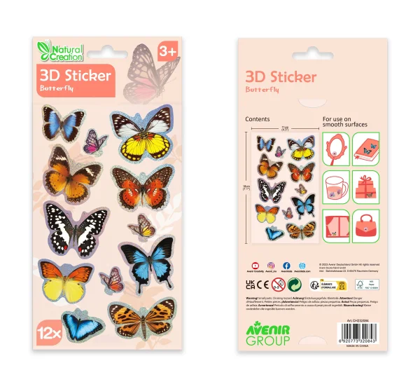  3D lipdukų rinkinys „Drugeliai“
