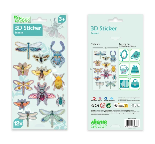  3D lipdukų rinkinys „Vabzdžiai“