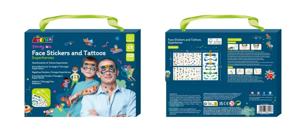  Veido lipdukai ir tatuiruotės „Superherojai“