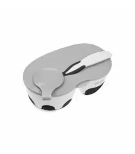  2 dalių dubenėlis su šaukšteliu, A0428-WHITE/BLACK