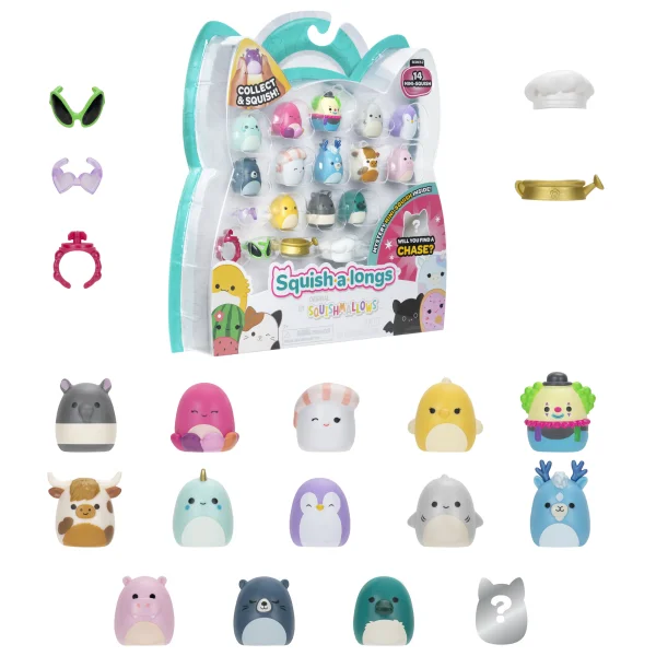  SQUISH-A-LONGS Herojai, 14 vnt., 2,5 cm