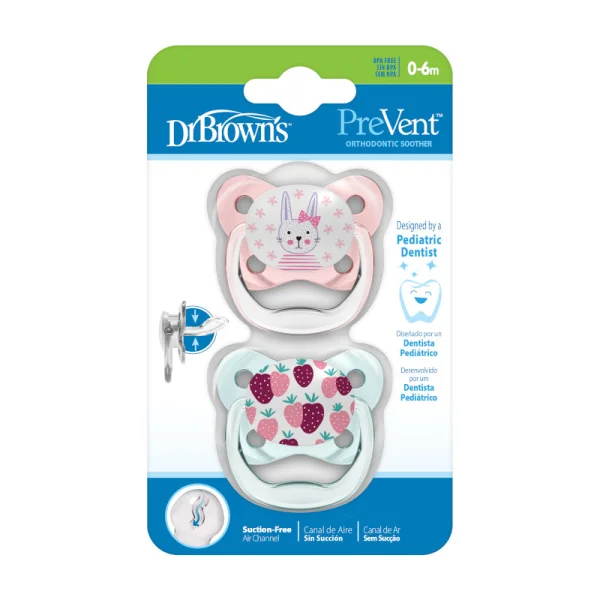  čiulptukai PREVENT BUTTERFLY 0-6 mėn., 2 vnt., rožiniai thumbnail 3