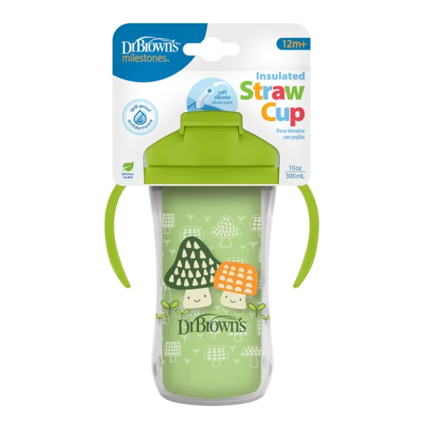  gertuvė nuo 12 mėn. dvigubomis sienelėmis su šiaudeliu 300ml, žalia thumbnail 4