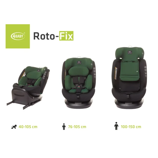 4Baby autokėdutė ROTO-FIX 40-150CM I-SIZE tamsiai žalia thumbnail 12