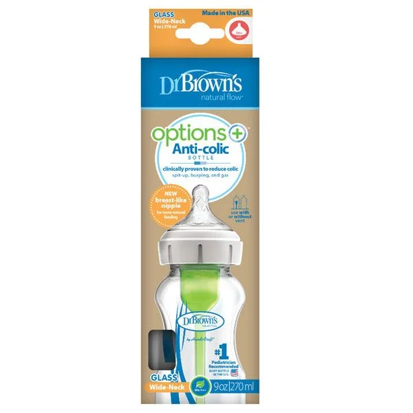 stiklinis buteliukas OPTIONS+ plačiu kakleliu 270ml, WB91700-P4