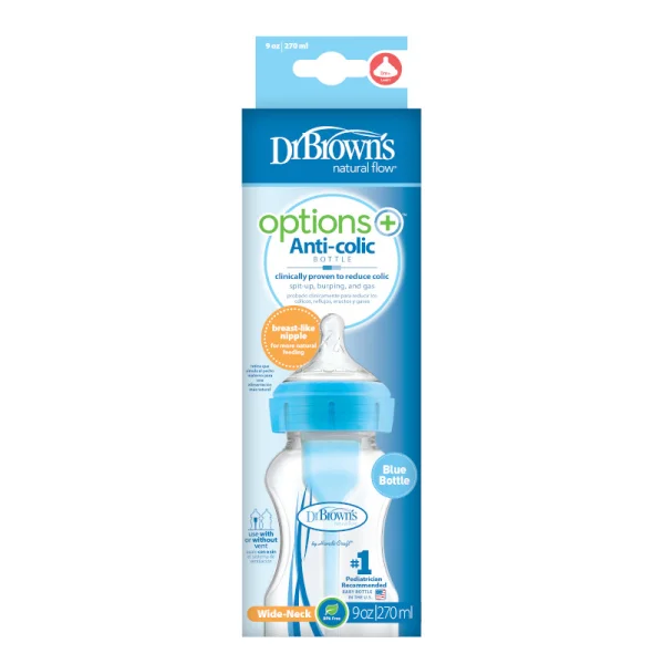 buteliukas OPTIONS+ plačiu kakleliu 270ml, mėlynas, WB91602-ESX