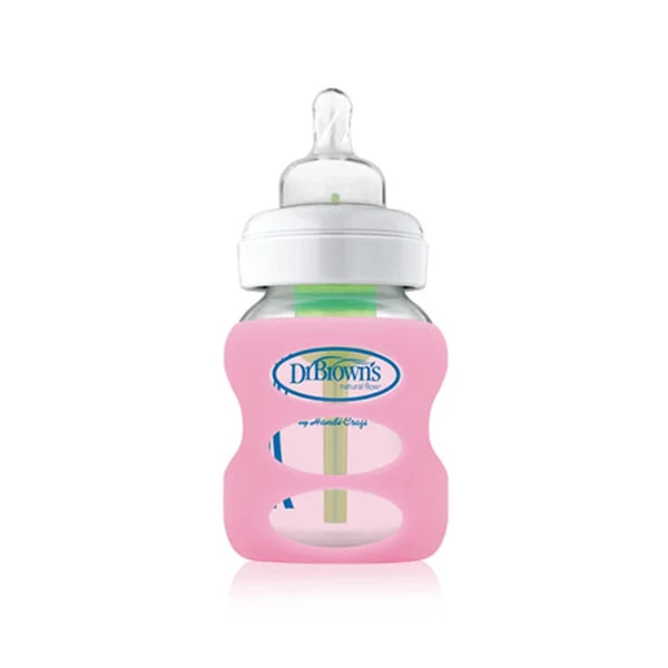 silikoninė rankovė stikliniam plataus kaklelio buteliukui, 150 ml, rožinė, AC080