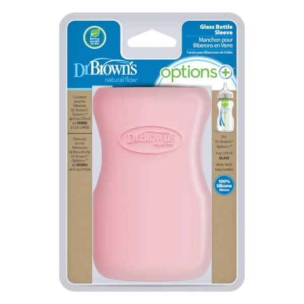 silikoninė rankovė stikliniam plataus kaklelio buteliukui, 270 ml, rožinė, AC086