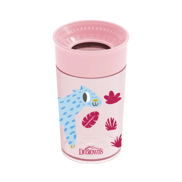 gertuvė su dangteliu nuo 12 mėn. CHEERS DECO 360, 300ml, šviesiai rožinė