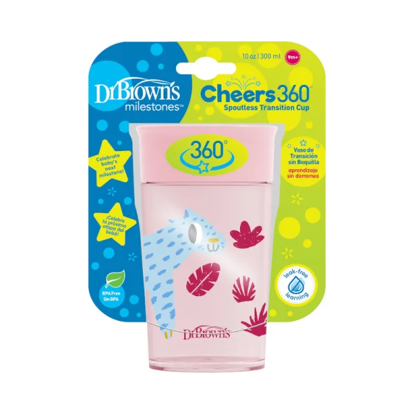 gertuvė su dangteliu nuo 12 mėn. CHEERS DECO 360, 300ml, šviesiai rožinė thumbnail 3