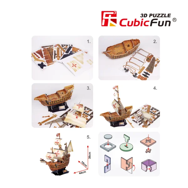 CUBICFUN 3D dėlionė (vidutinė) „Laivas „Santa Maria" thumbnail 2