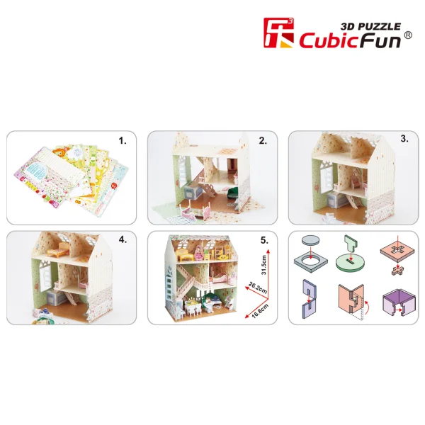 CUBICFUN 3D dėlionė (vidutinė) „Lėlių namas“
