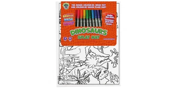 daugkartinis išsiplaunantis spalvinimo kilimėlis su flomasteriais, DINOZAURAI thumbnail 2