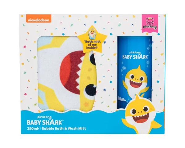 Baby Shark vonio rinkinys,  vonios putos 250 ml + prausimosi pirštinė