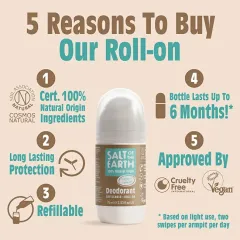Salt Of The Earth Natural roll-on deodorant Ginger & Jasmine Deo Roll-on 75 ml thumbnail 2