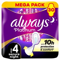 Always Platinum Ultra Secure Night Mega sanitary pads 30 pcs thumbnail 1