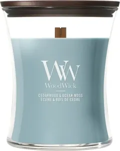 WoodWick Scented candle vase medium Cedarwood & Ocean Moss thumbnail 1