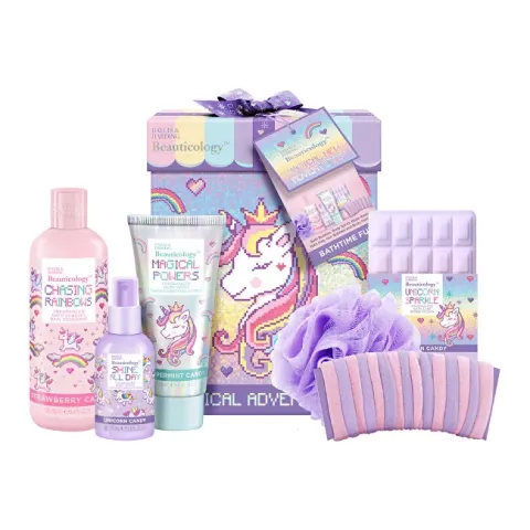 Baylis &amp; Harding Gift Box of Body Care Products and Hair Ties - Unicorn, 6 pcs