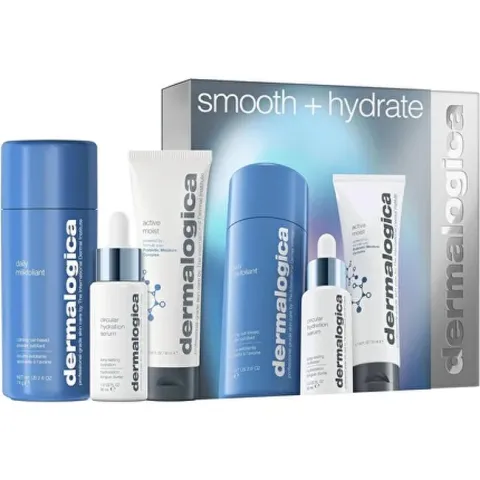 Smooth + Hydrate Set Dermalogica: Daily Milkfoliant, Exfoliating, Exfoliating Powder, 74 g + Active Moist, Prebiotics, Hydrating, Cream, For Face, 50 ml + Circular Hydration, Hyaluronic Acid, Serum, F