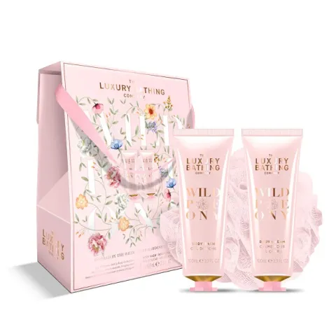 Gift set for body care in a box Peony, Peach &amp; Raspberry 3 pcs