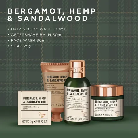 Gift set in a tin box Bergamot, Hemp &amp; Sandalwood 4 pcs